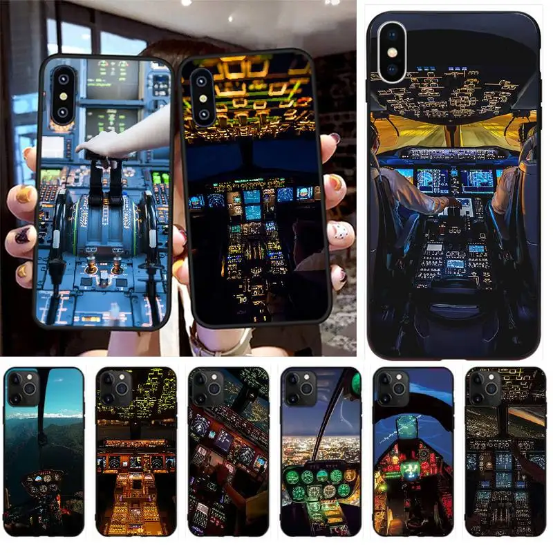 

PENGHUWAN aircraft Plane cockpit DIY Luxury Phone Case for iPhone 11 pro XS MAX 8 7 6 6S Plus X 5S SE XR case