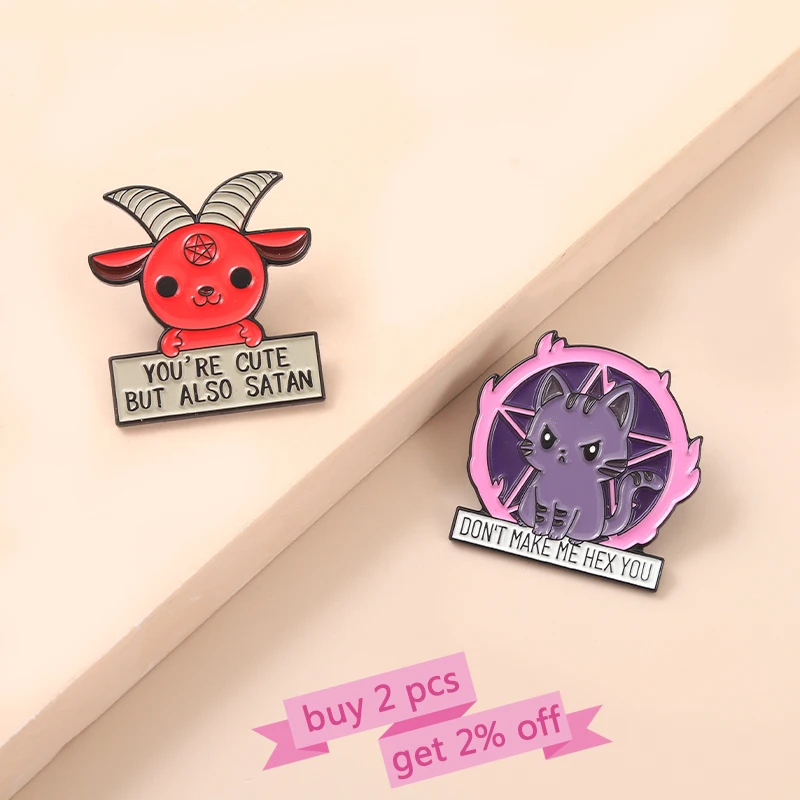 Эмалированные булавки в виде мультяшного кота Сатаны | Украшения и аксессуары