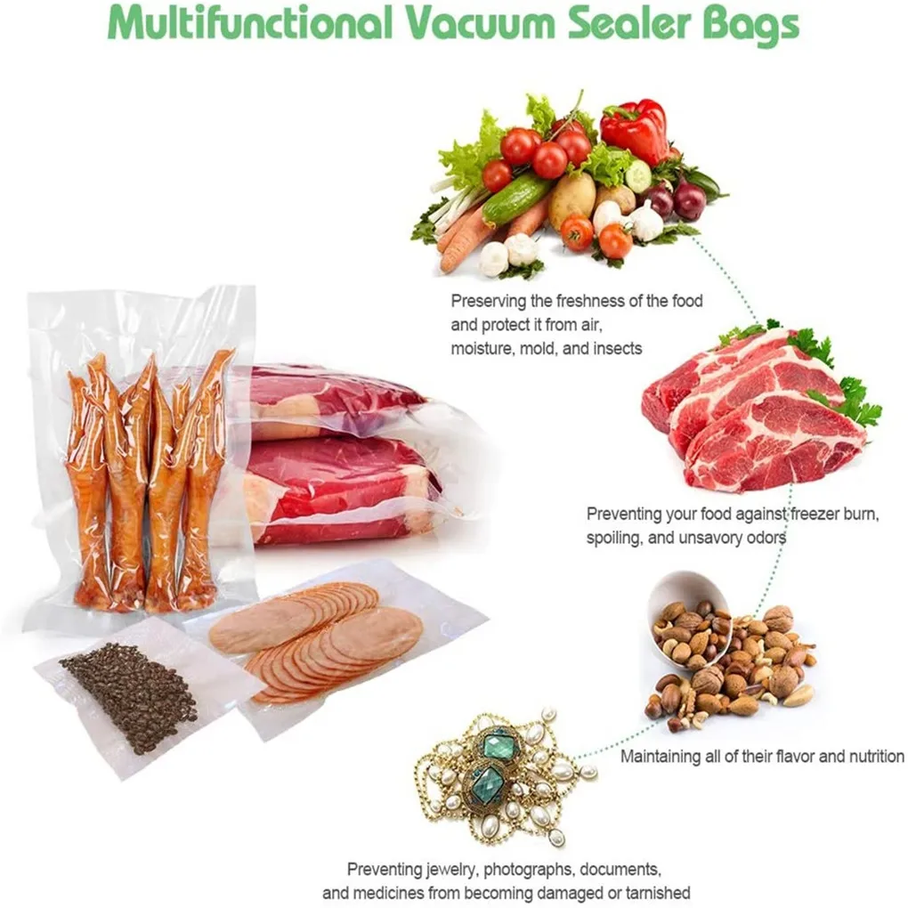 

2PCS Vacuum Food Packaging Bag Well Sealed Food Roll Bag Harmless Secure Sealer Bag