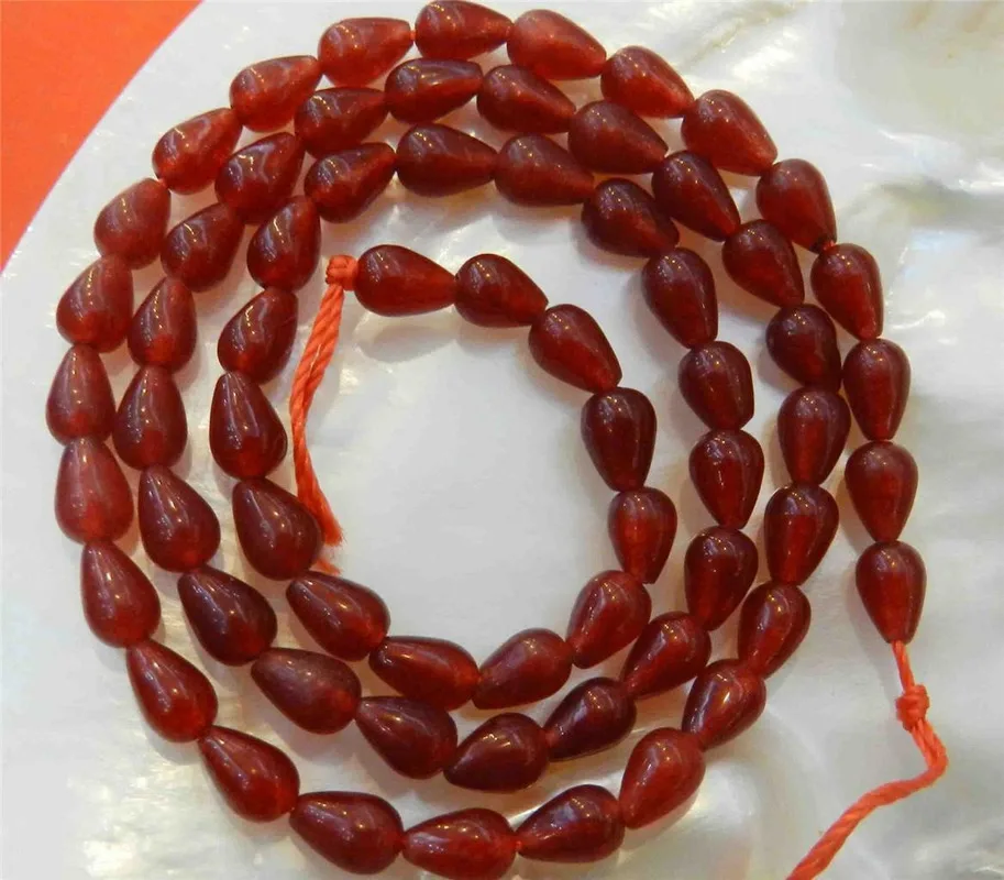2 шт. 4x6 мм Красные Рубиновые каплевидные камни незакрепленные бусины нитка 15