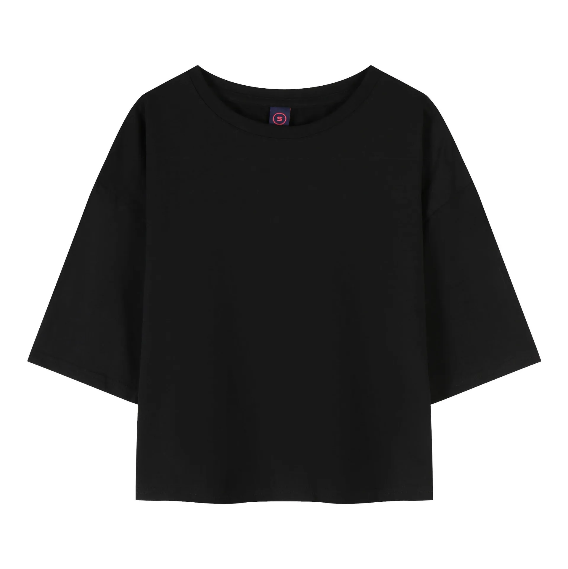 

Women's Navel Bare T-shirt Solid Color Short Round Neck Loose Women's T-shirt one