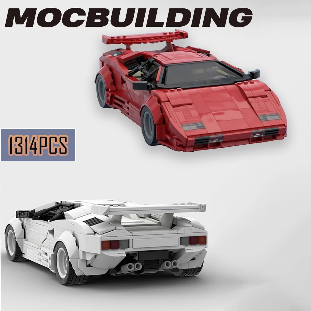 

New MOC-62832 High Tech Super Sports Car Yellow Black Diablo GTR City Racers Supercar Building Blocks DIY Bricks Toys kid Gifts