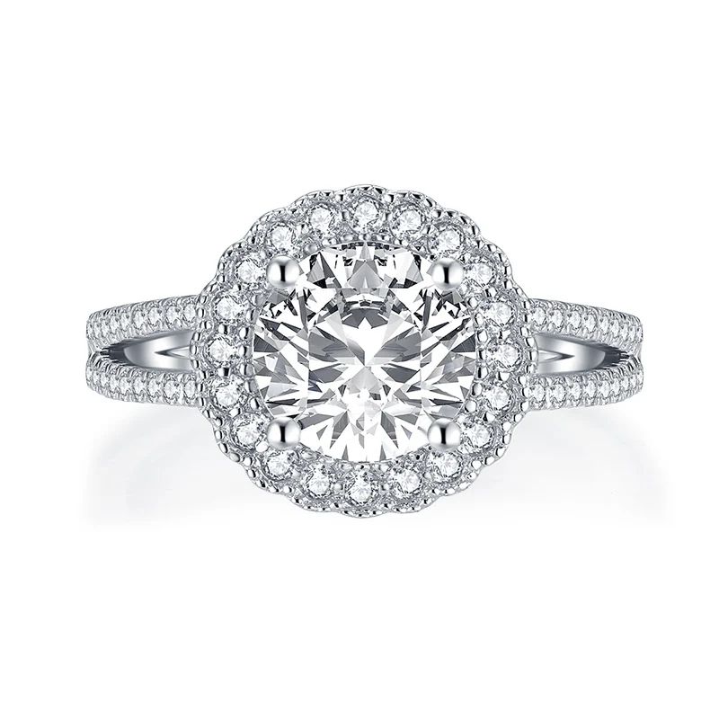 

Women Rings 9K 10K 14K 18K Rings For Women 2Ct Round Moissanite Wedding Engagement Rings Top Quality