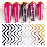 nail stickers japanese net red black gold line pattern 3d adhesive stickers nail accessories nail art beauty tools new 2021
