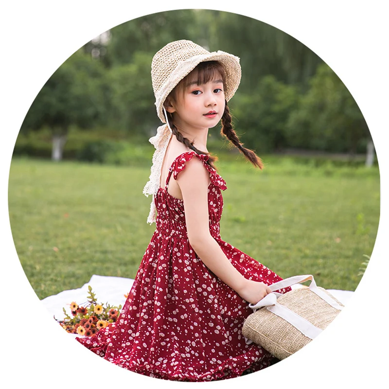 Богемное платье для девочек Модная одежда с принтом Детское летнее пляжное