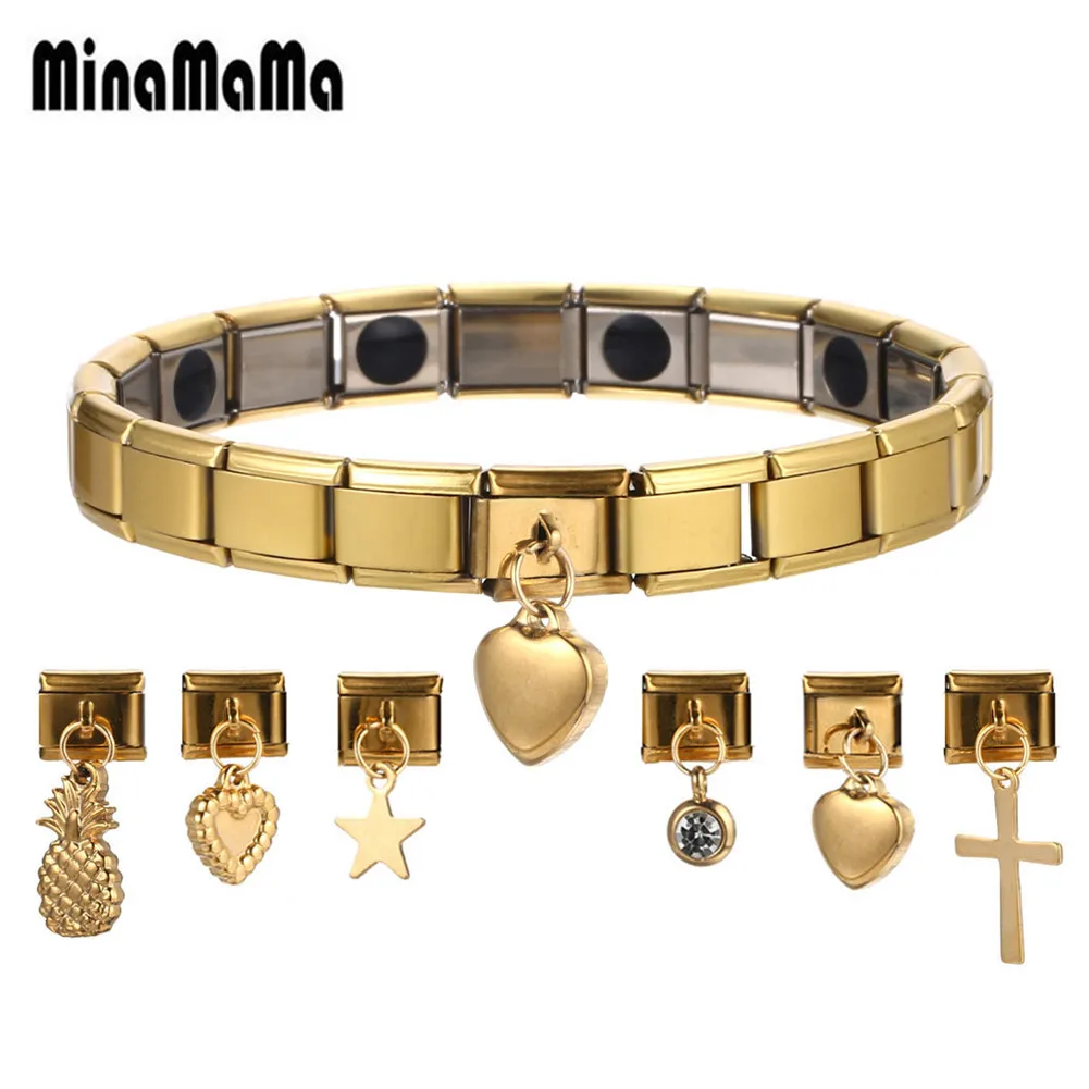 Магнитный браслет для женщин и мужчин из нержавеющей стали с навесным замком