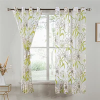 topfinel short tulle tropical floral sheer curtains for living room kitchen bath room door printed window treatment curtains