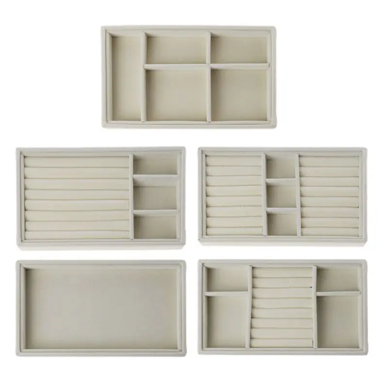 

5Pcs Stackable Jewelry Tray Ring Necklace Bracelet Display Storage for Drawer Dropshipping