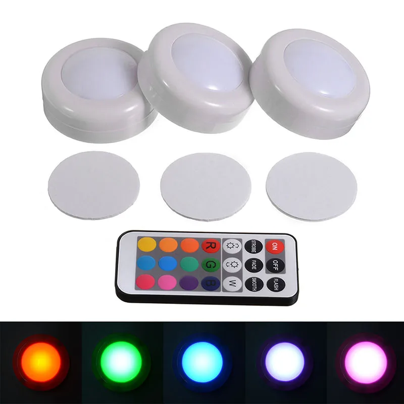 

3PCS LED Under Cabinet Light Kitchen Battery Puck Spot Light with Controller Dimmable Night Lamp