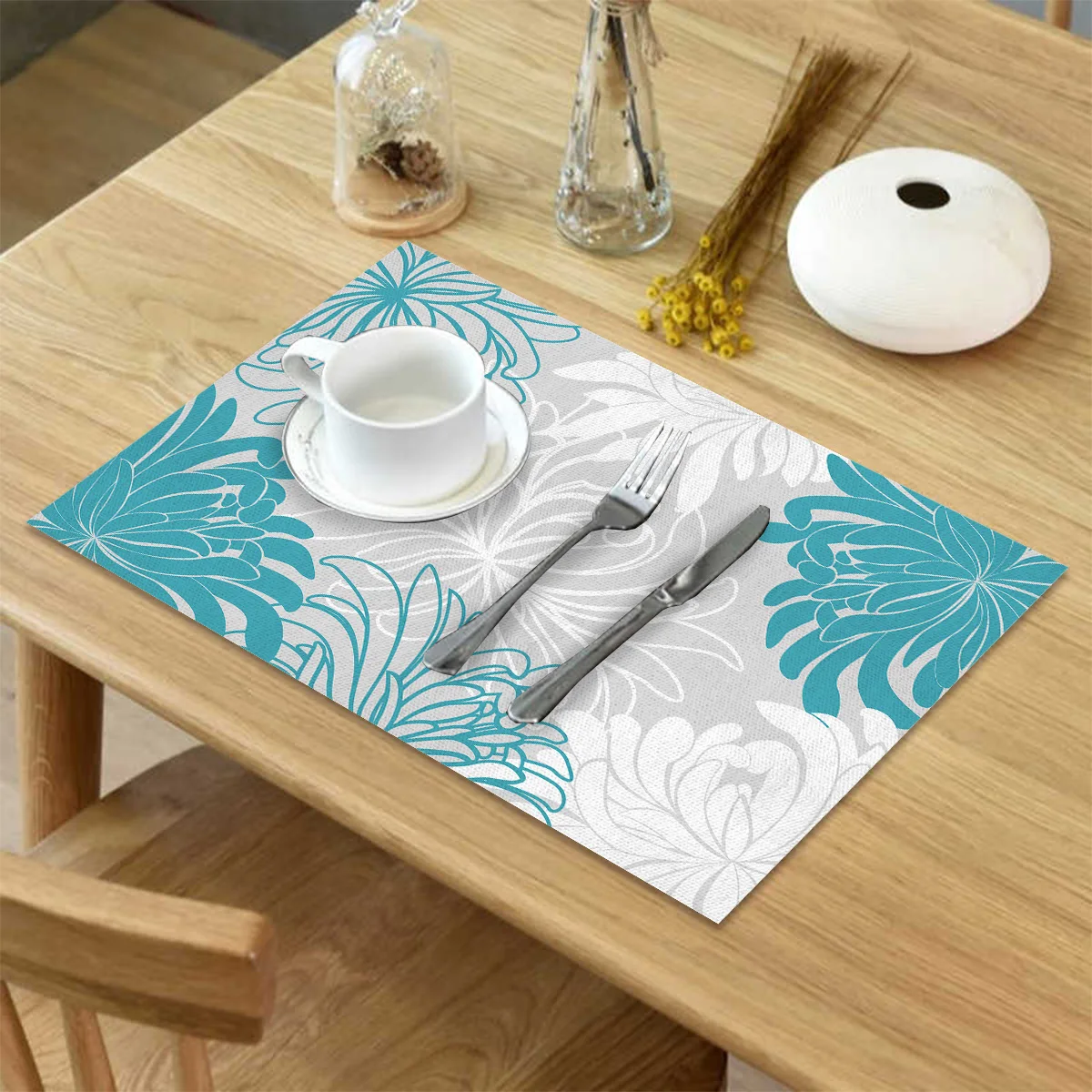4 6 штук в партии комплект Коврики на стол синее платье с цветочным принтом из