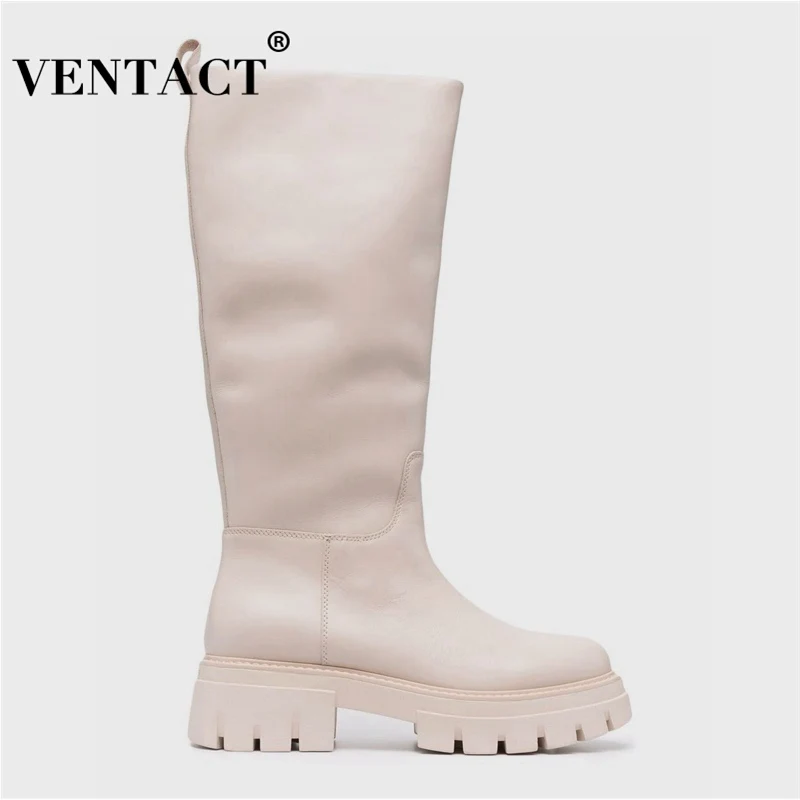 

VENTACT Women Shoes Knee High Boots Thick Bottom Fashion Long Boot For Winter Outdoor Ins Style Female Footwear Size 35-41