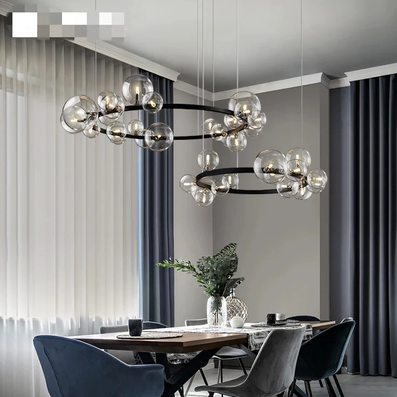 Arañas LED nórdico transparente para salón, luces de burbujas de vidrio para restaurante, decoración de Arte Moderno, accesorios de iluminación G9 110-220V