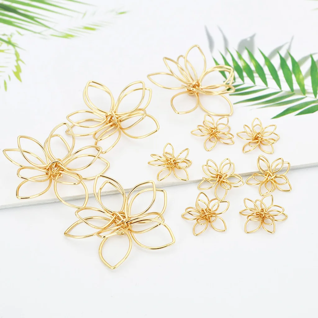 

10 Pcs/Lot 15MM 35MM Metal Iron Wire Winding Flower Materials Handmade Diy Jewelry Findings Components Hairpin accessories
