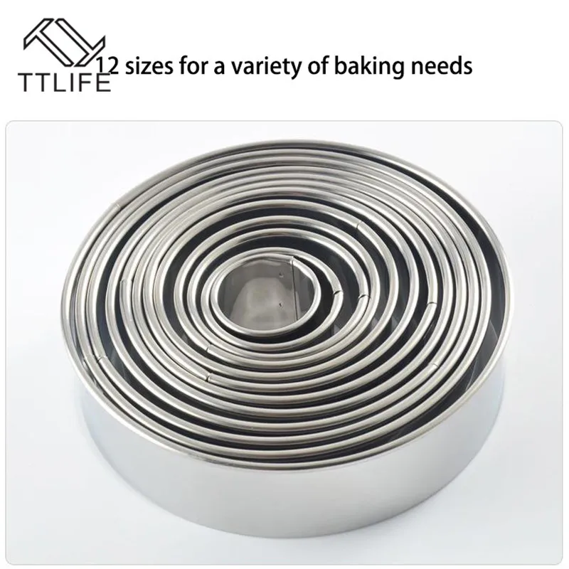 12 шт Круглые Форма нарезки печенья прессформы Нержавеющая сталь мусс для