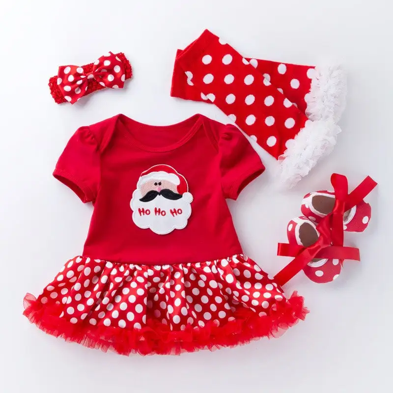 

Little Girls Christmas Dress Reindeer Snowflake Xmas Clothes Christmas Holiday Costume Outfits Tutu Dress 4PCs