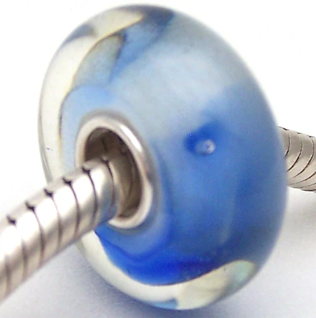 PJG1863 100% S925 Sterling Silver Beads Murano Glass beads Fit European Charms Bracelet charms diy jewelry Lampwork GlassBeads | Украшения