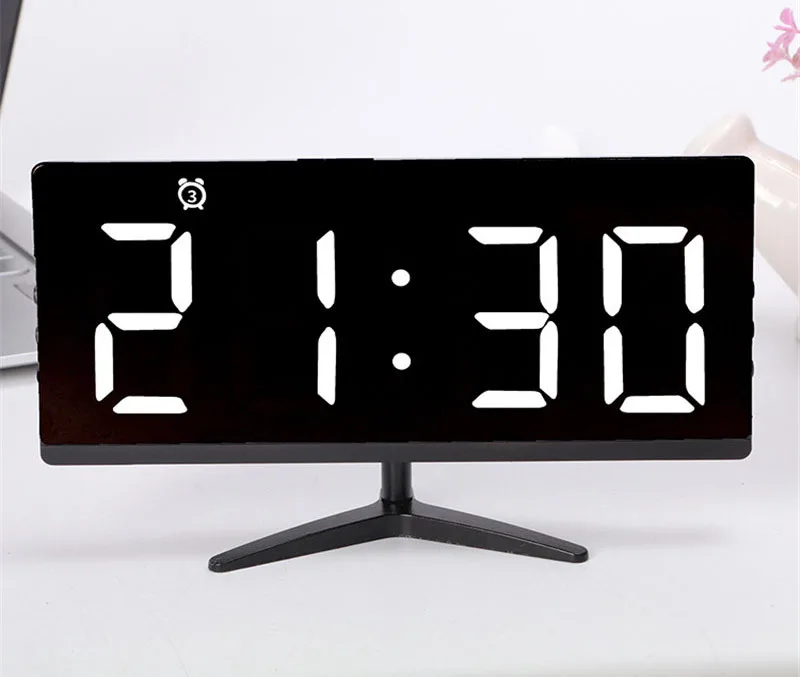 Digital Alarm Clocks LED Mirror Clocks Multifunction Snooze Display Temperature Time Night LCD Light Tables Desktops USB Cables