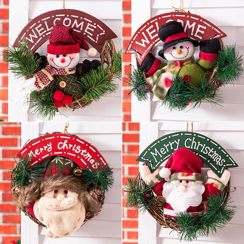 

Christmas decorations Christmas wreath 40cm rattan pendant Christmas tree wreath window scene layout door hanging