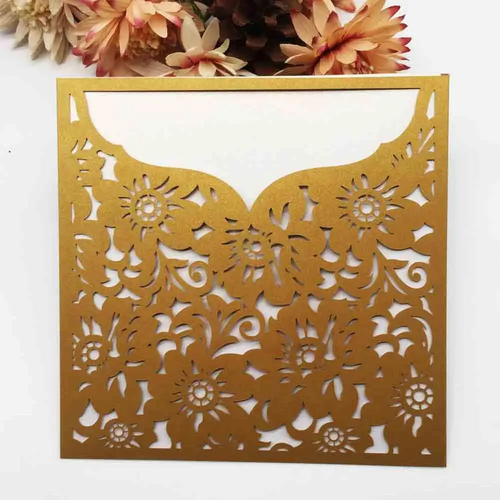 Изысканная Свадебная пригласительная открытка с цветами 20 шт./лот роскошная