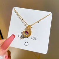 trendy mermaid colorful stone micro set necklace female small fresh minimalist net red clavicle chain