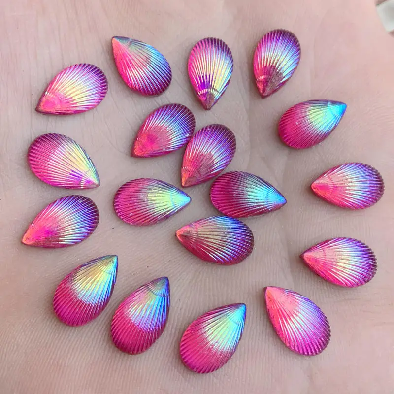 8*12 мм Каплевидная форма ракушки AB цветная палочка Стразы пуговицы блестящая