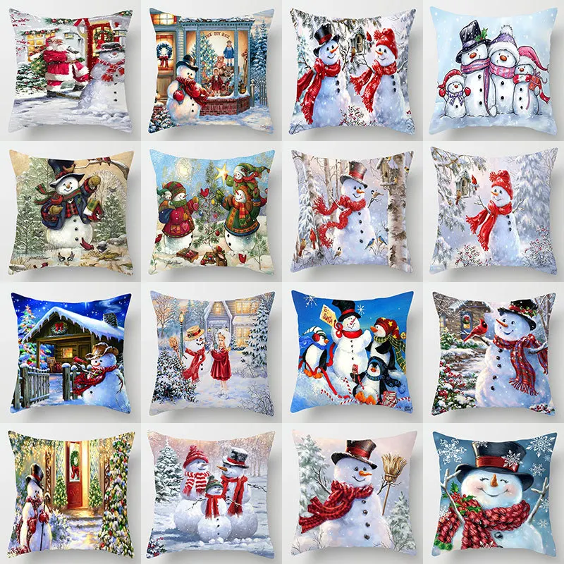 

Северный Рождественский наволочка рождественские украшения для дома подушки с изображением снеговика крышка