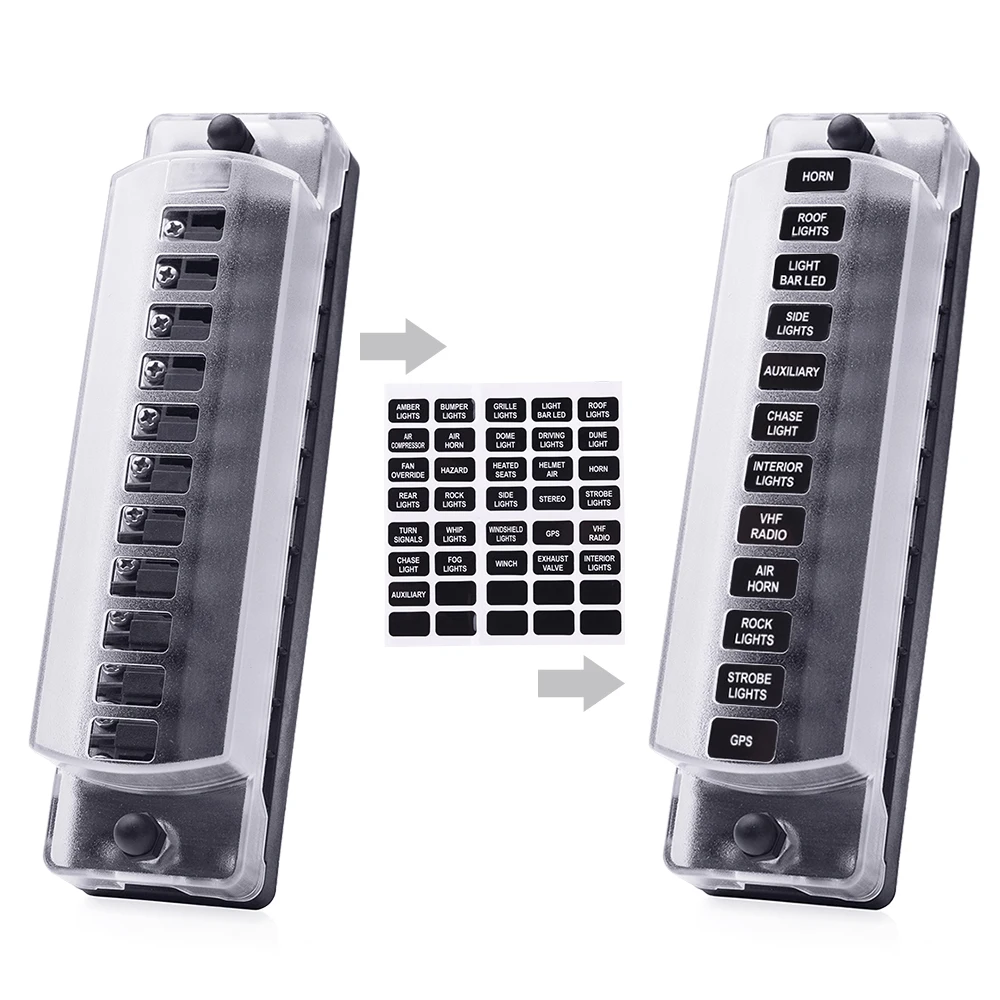 MICTUNING 12 способ DC12V 32V автомобильный держатель блока лезвия с винтовой гайкой