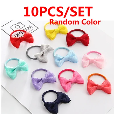 10pcs Style 11 Милые детские волосы для девочек, Бальные повязки на голову с бантиком, эластичная резинка для волос, резинка для конского хвоста, детские головные уборы, аксессуары для волос - Цвет: 10pcs Style 11