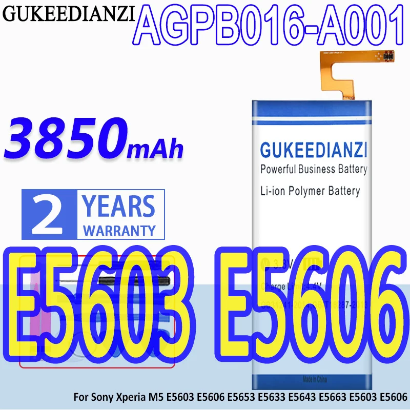 

High Capacity GUKEEDIANZI Battery AGPB016-A001 3850mAh For Sony Xperia M5 E5603 E5606 E5653 E5633 E5643 E5663 E5603 E5606