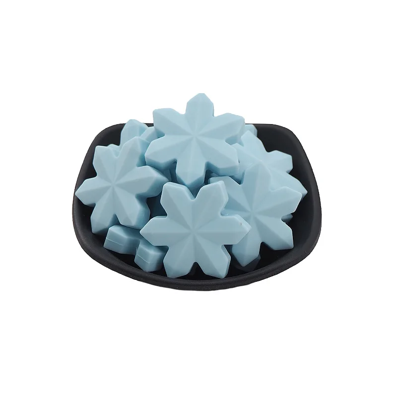 Pastel Blue Chenkai 10 шт. Снежинка Силиконовые Бусины детская игрушка для прорезывающихся зубов с героями мультфильмов пищевой класс для DIY ребенка Soomthing уход соски цепи Подарки - Цвет: Pastel Blue