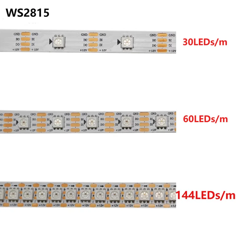 Светодиодная лента WS2815 1 м/2 м/3 м/5 м WS2812B WS2813 обновленная с двойным сигналом