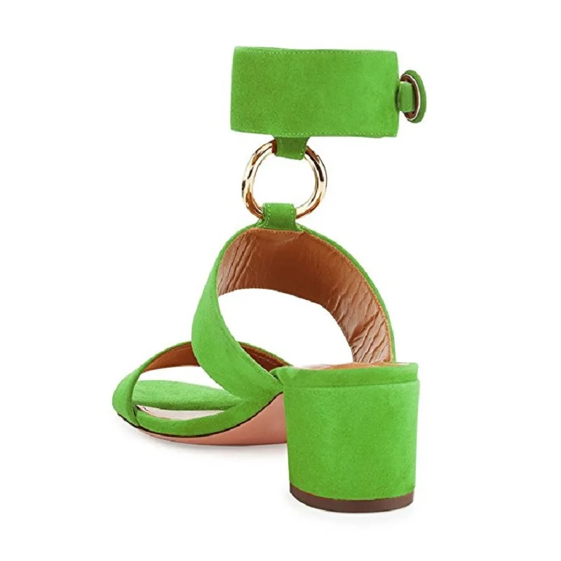 Женские босоножки с открытым носком на квадратном каблуке черного зеленого