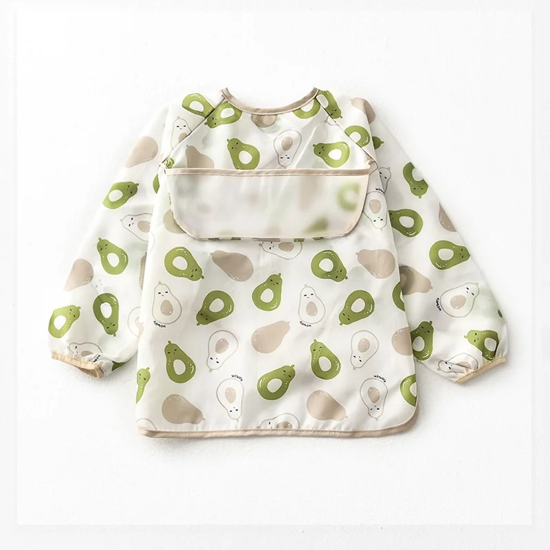 

Baby Infant Bibs Cute Colorful Cartoon Bandana Waterproof Children Eating Drawing Long Sleeve Apron Baby Self Feeding Bib