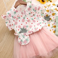 children clothing sets summer pineapple printed shirttutu skirt pineapple bag 3pcs sets baby girl outfit