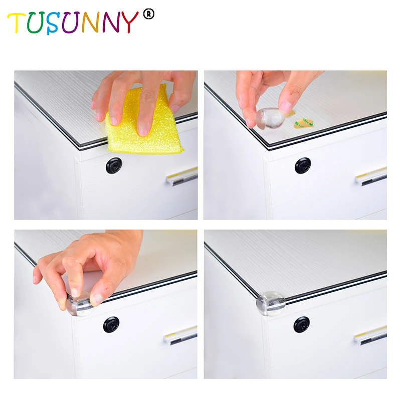 TUSUNNY 10 шт./лот ПВХ прозрачный край Детская безопасность Угловой протектор, в углах стола Кабинета стол острый угол резиновый угол