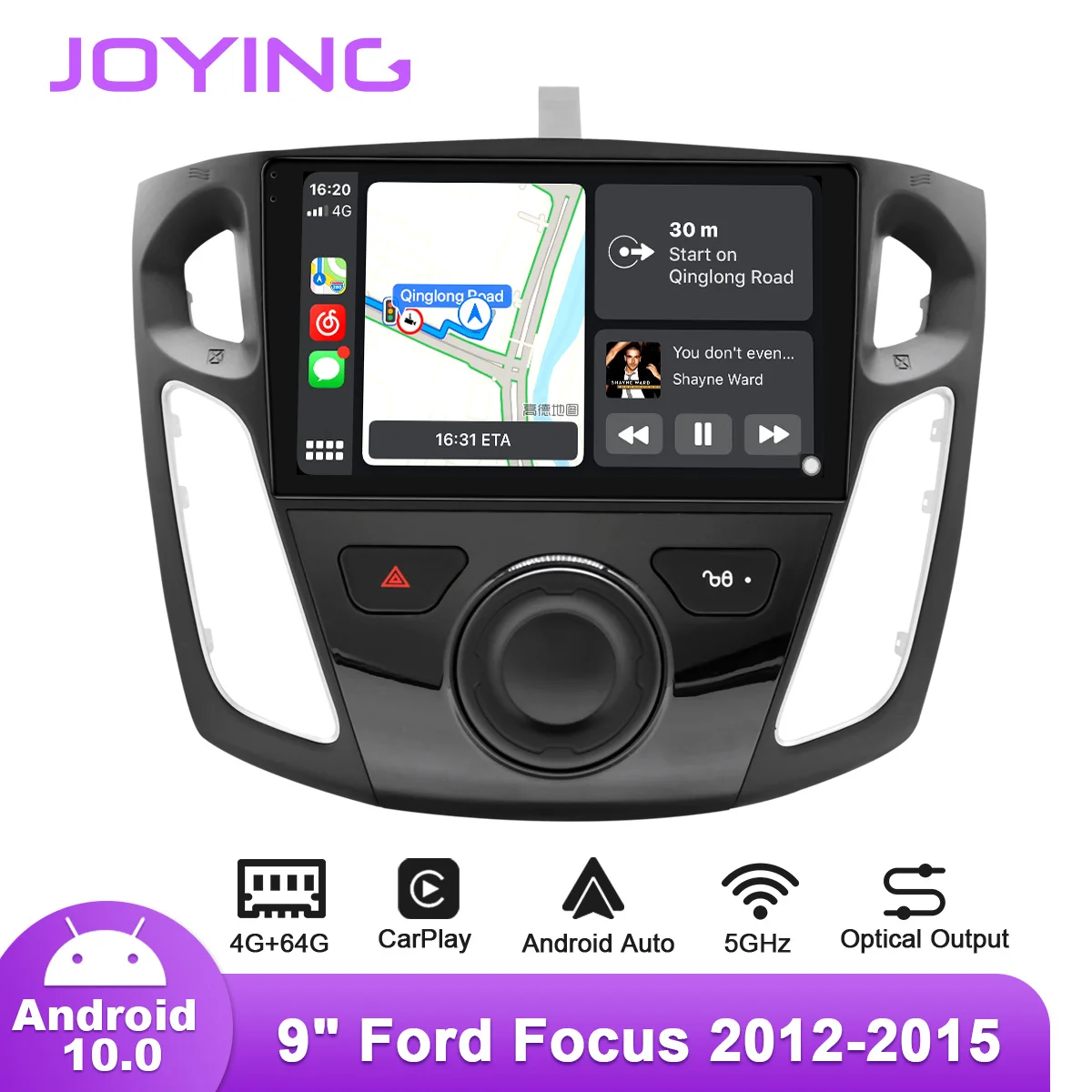 

Joying 9-дюймовый автомобильный радиоприемник Android10 для Ford Focus 3 2012-2019 GPS SPDIF DSP Carplay, оптический выход IPS1280 * 720 5GWIFI Android-auto