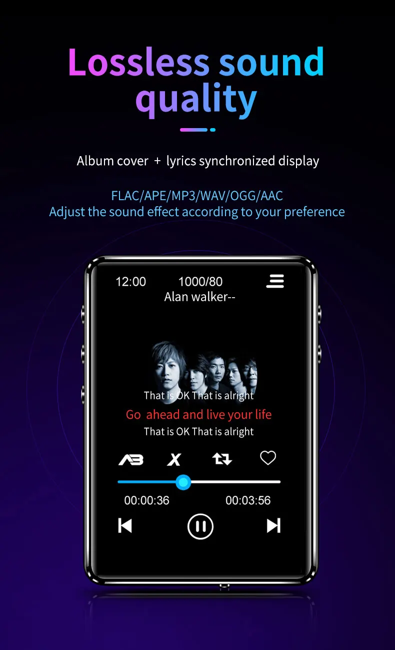 IQQ X62 Bluetooth MP3 плеер Музыкальный плеер полный сенсорный экран металлический HiFi плеер без потерь с динамиком, fm-радио, запись голоса