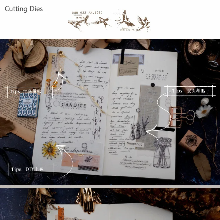 Новинка 6 шт./лот прозрачные винтажные бумажные стикеры из веллума для