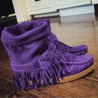 Женские ковбойские сапоги до середины икры на низком каблуке с бахромой в