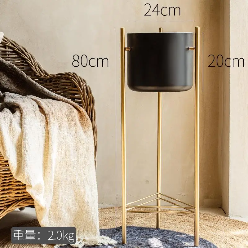 

Creative iron flower stand nordic flower pot balcony living room interior floor simple home decoration