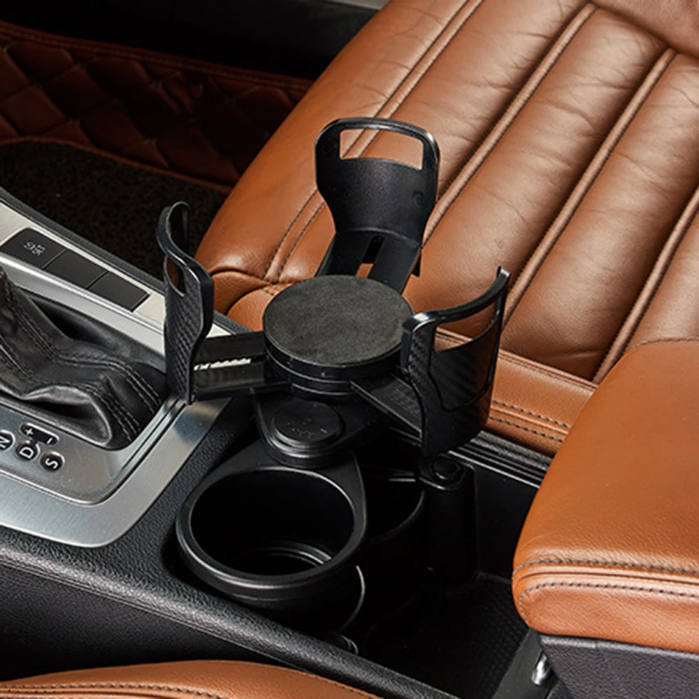 

1pcs Car Dual Cup Holder Center Console Rubber Adjustable Auto Drink Fiber Multifunctional