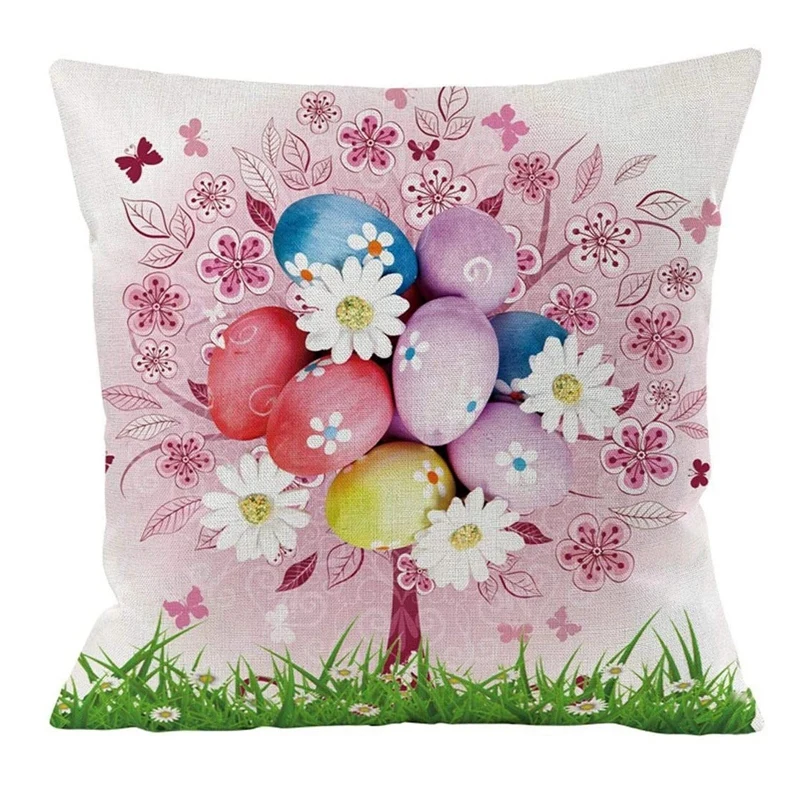 

New Fashion Festival Easter Print Pillow Cases Linen Sofa Cushion Cover Home Decor Pillow Pillow Case 4Pcs
