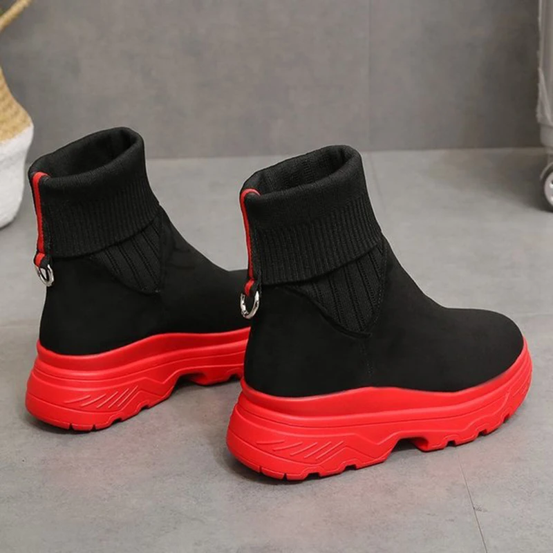 2019 Новое поступление женские ботильоны черного цвета модные растягивающиеся