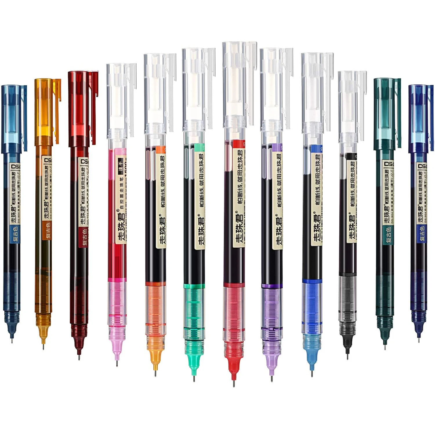

Rolling Ball Pens Quick Dry Ink 0.5mm Extra Fine Point Pens 12 Colors Liquid Ink Pen Rollerball Pens Multicolor Ink (Multicolor)