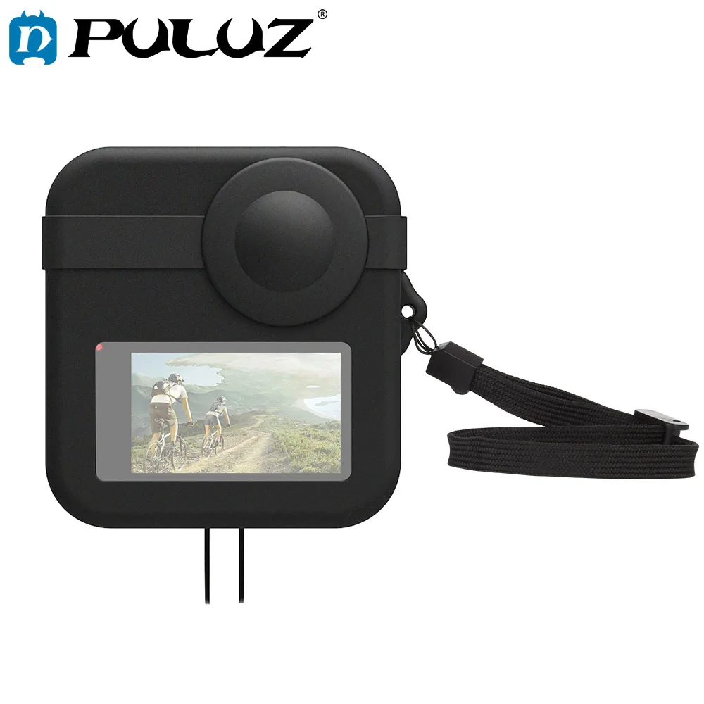 PULUZ для GoPro MAX двойные колпачки объектива чехол + Корпус мягкая резиновая рамка