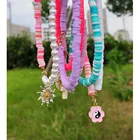 Корейское ожерелье из полимерной глины с бусинами Стразы Подсолнух кулон для Тай Чи жемчужные бусины нитка Асимметричные ожерелья ручной работы ювелирные изделия