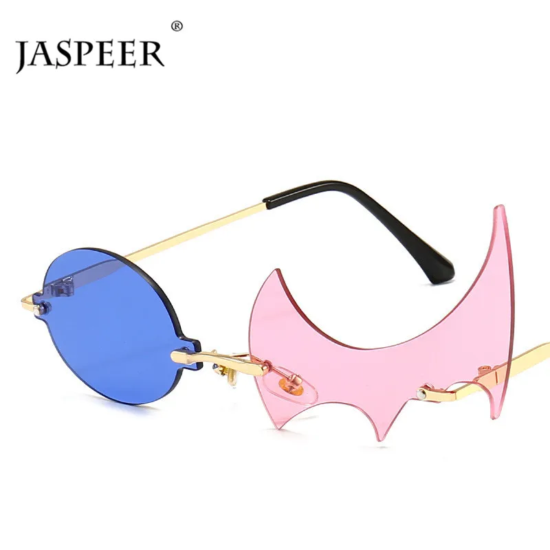 Солнцезащитные очки без оправы JASPEER Steampunk es UV400 нестандартные солнцезащитные в