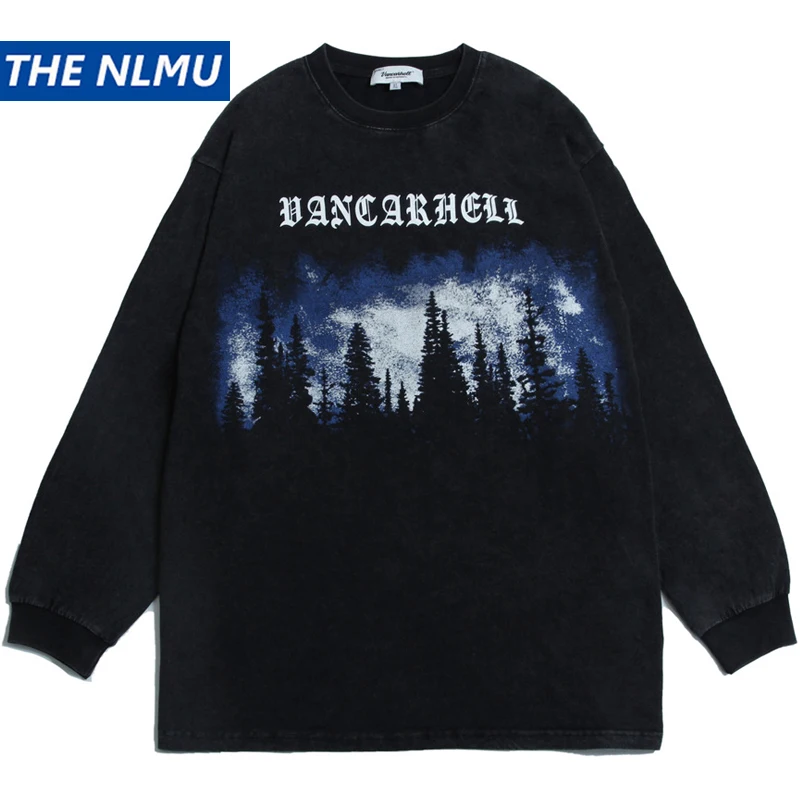 

Hip Hop Vintage Printed Oversize T Shirt Long Sleeve Streetwear Harajuku Cotton T-Shirt 2021 Men Autumn Tshirt Tops Tees WE071