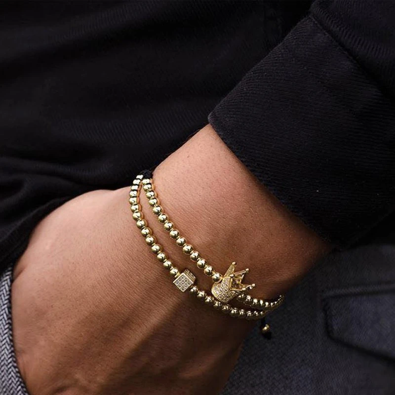 Фото 2020 роскошный браслет в виде короны для мужчин винтажный регулируемый плетеный из