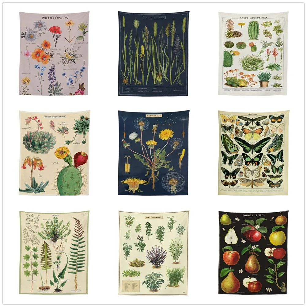 

Psychedelic Scape Plant Cactus Floral Tapestry Wall Hanging Bedroom Home Room Decor Art Hippie Tapestries Cloth Wall Carpets